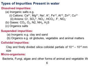 types of impurity present in water